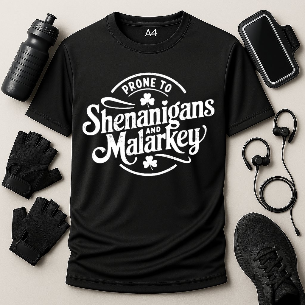 Prone To Shenanigans Malarkey Funny Clovers St Patricks Day Performance Shirt