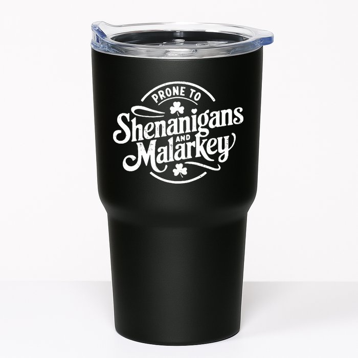 Prone To Shenanigans Malarkey Funny Clovers St Patricks Day Tumbler