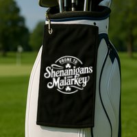 Prone To Shenanigans Malarkey Funny Clovers St Patricks Day Golf Towel