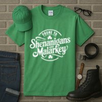 Prone To Shenanigans Malarkey Funny Clovers St Patricks Day Tall T-Shirt