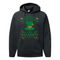 Prone To Shenanigans And Malarkey Funny St Patricks Day Performance Fleece Hoodie