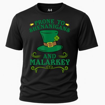 Prone To Shenanigans And Malarkey Funny St Patricks Day Cooling Performance Crew T-Shirt