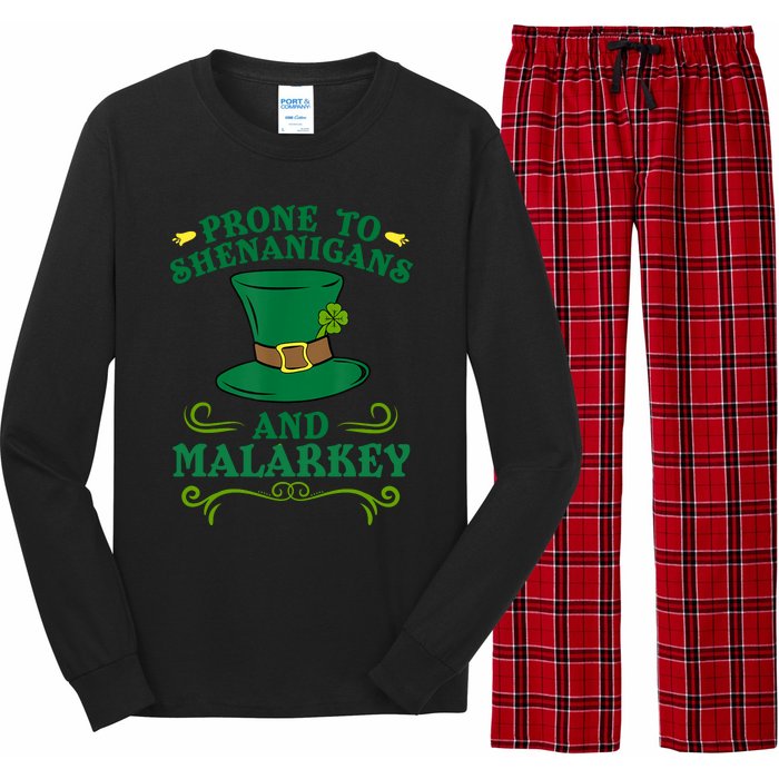 Prone To Shenanigans And Malarkey Funny St Patricks Day Long Sleeve Pajama Set