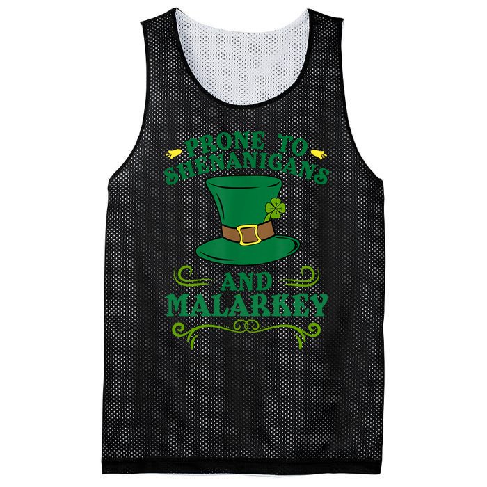 Prone To Shenanigans And Malarkey Funny St Patricks Day Mesh Reversible Basketball Jersey Tank