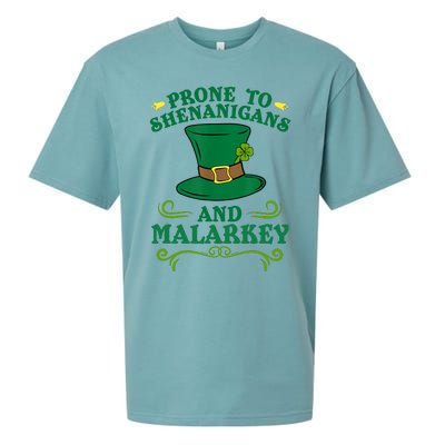 Prone To Shenanigans And Malarkey Funny St Patricks Day Sueded Cloud Jersey T-Shirt