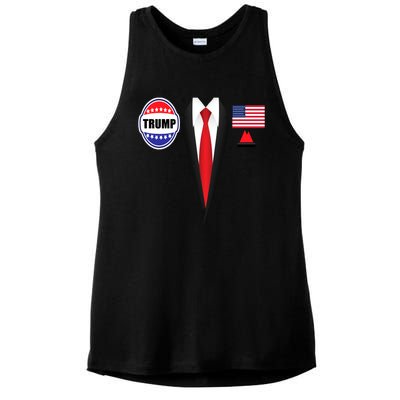 President Trump Shirt Suit Halloween Lazy Costume Flag Ladies PosiCharge Tri-Blend Wicking Tank