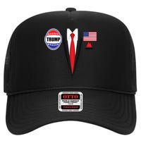 President Trump Shirt Suit Halloween Lazy Costume Flag High Crown Mesh Back Trucker Hat