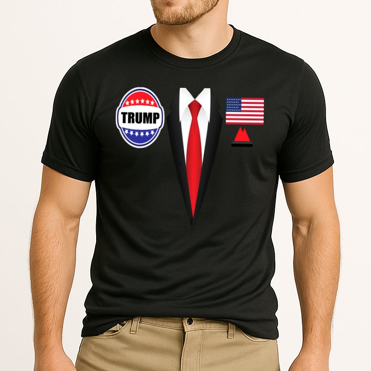 President Trump Shirt Suit Halloween Lazy Costume Flag Cooling Performance Crew T-Shirt