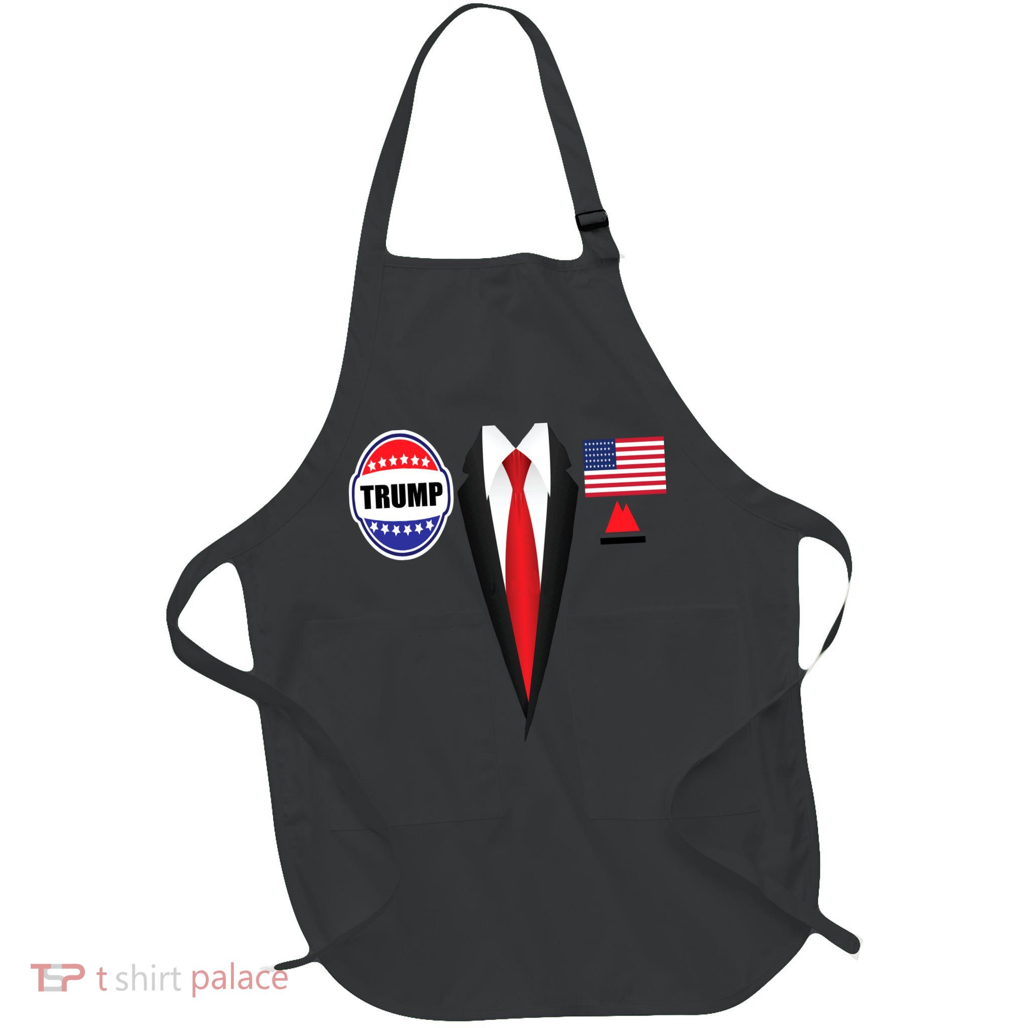 President Trump Shirt Suit Halloween Lazy Costume Flag Apron