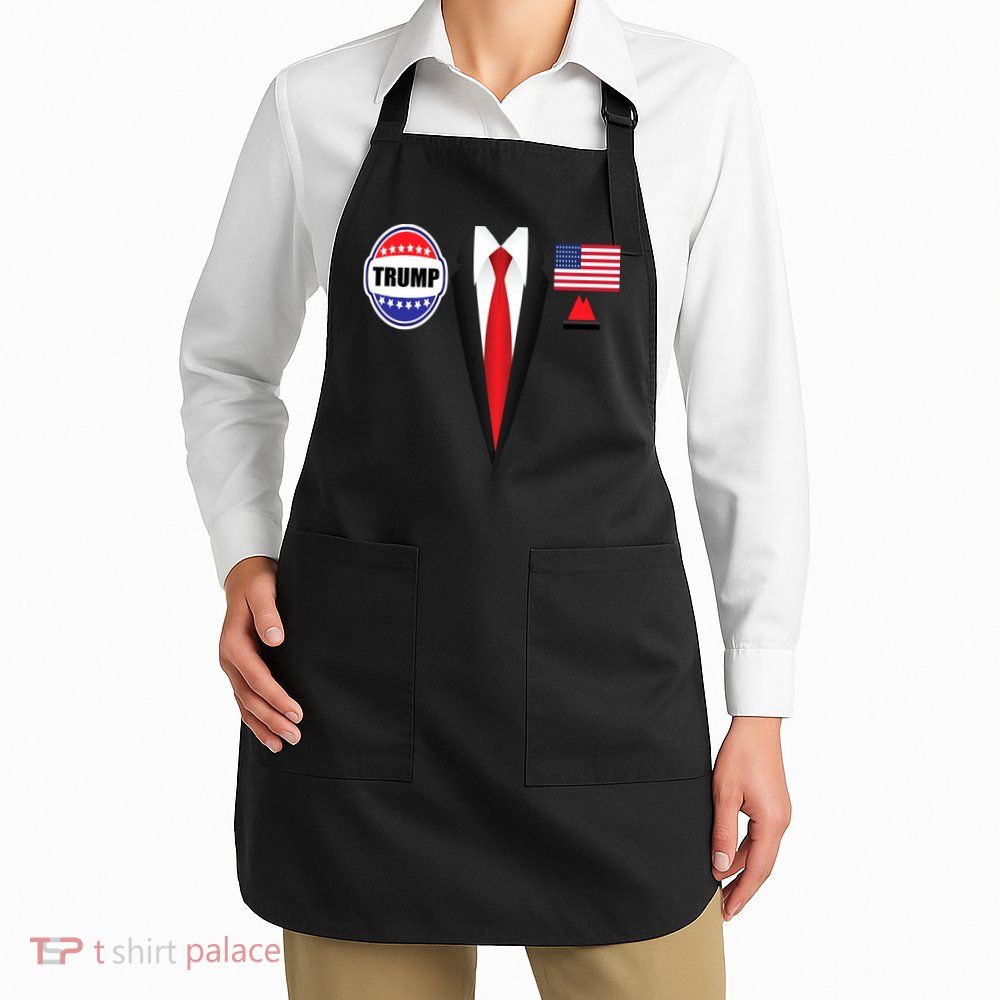 President Trump Shirt Suit Halloween Lazy Costume Flag Apron