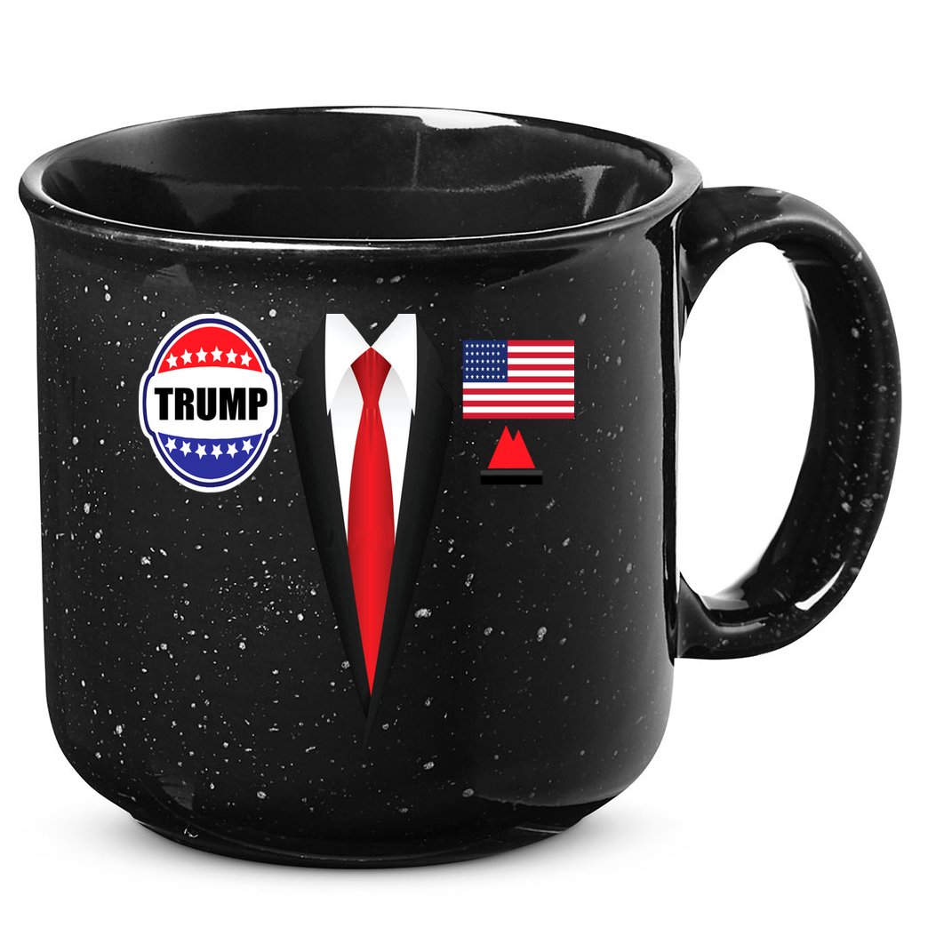 President Trump Shirt Suit Halloween Lazy Costume Flag 15oz Campfire Ceramic Mug