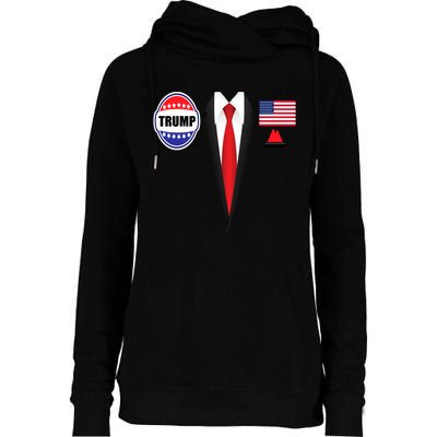 President Trump Shirt Suit Halloween Lazy Costume Flag Womens Funnel Neck Pullover Hood