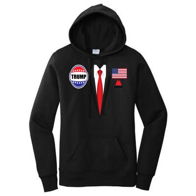 President Trump Shirt Suit Halloween Lazy Costume Flag Women's Pullover Hoodie