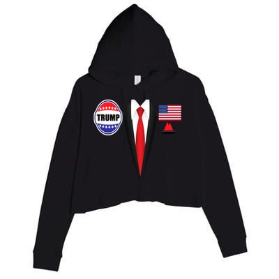 President Trump Shirt Suit Halloween Lazy Costume Flag Crop Fleece Hoodie