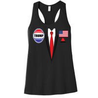 President Trump Shirt Suit Halloween Lazy Costume Flag Women's Racerback Tank