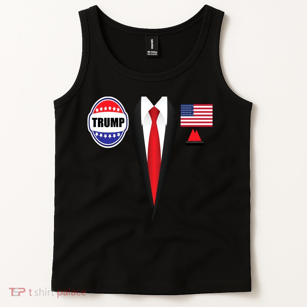 President Trump Shirt Suit Halloween Lazy Costume Flag Tank Top