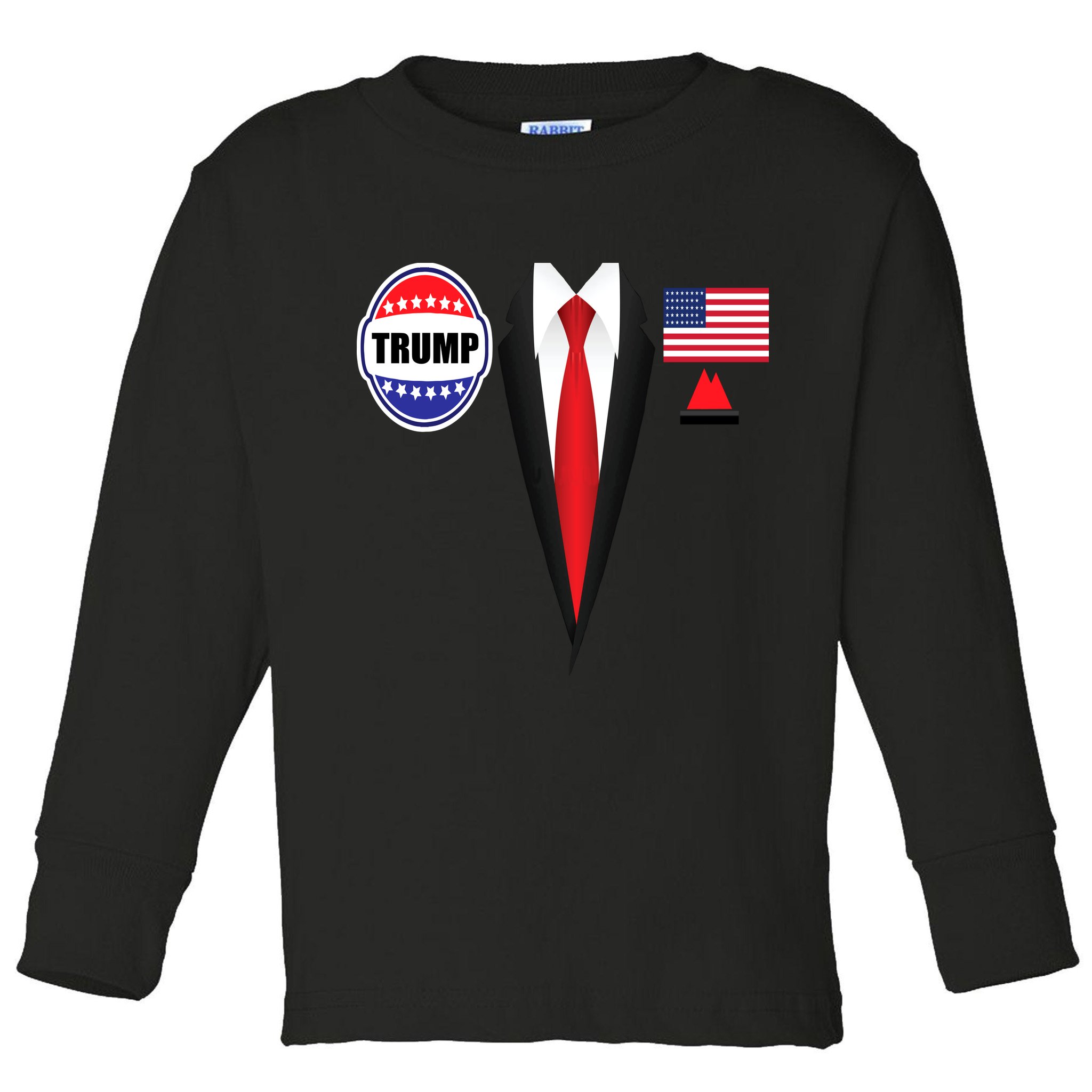 President Trump Shirt Suit Halloween Lazy Costume Flag Toddler Long Sleeve Shirt