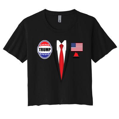 President Trump Shirt Suit Halloween Lazy Costume Flag Women's Crop Top Tee