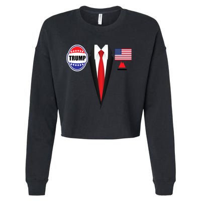 President Trump Shirt Suit Halloween Lazy Costume Flag Cropped Pullover Crew