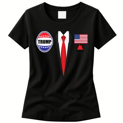 President Trump Shirt Suit Halloween Lazy Costume Flag Women's T-Shirt