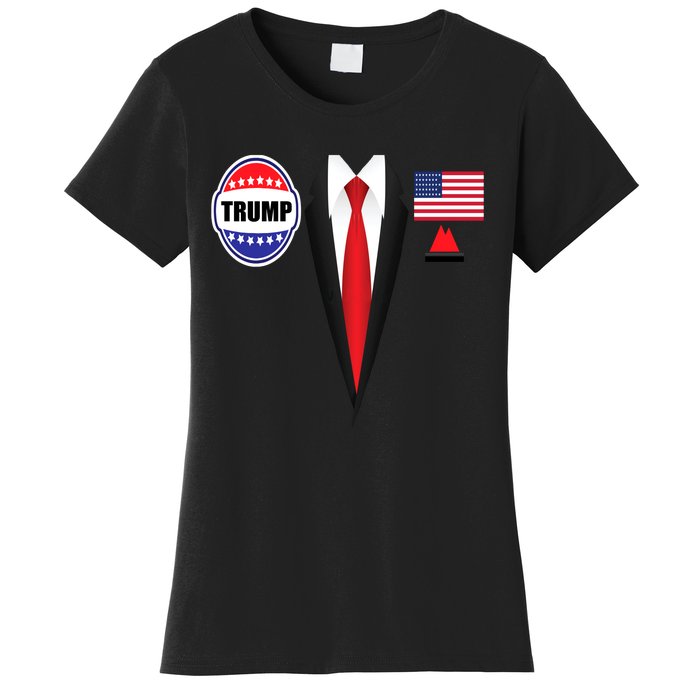 President Trump Shirt Suit Halloween Lazy Costume Flag Women's T-Shirt