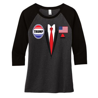 President Trump Shirt Suit Halloween Lazy Costume Flag Women's Tri-Blend 3/4-Sleeve Raglan Shirt