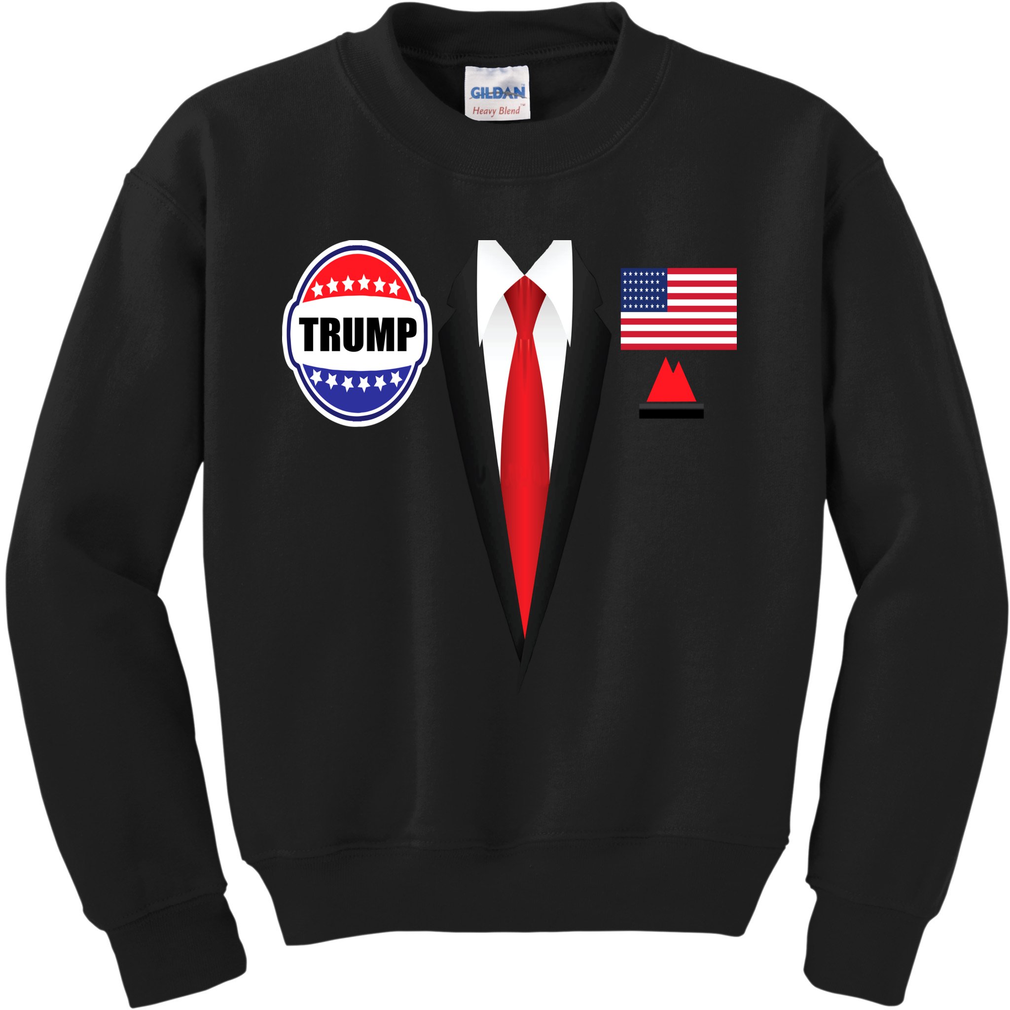 President Trump Shirt Suit Halloween Lazy Costume Flag Kids Sweatshirt