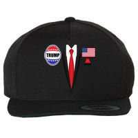 President Trump Shirt Suit Halloween Lazy Costume Flag Wool Snapback Cap