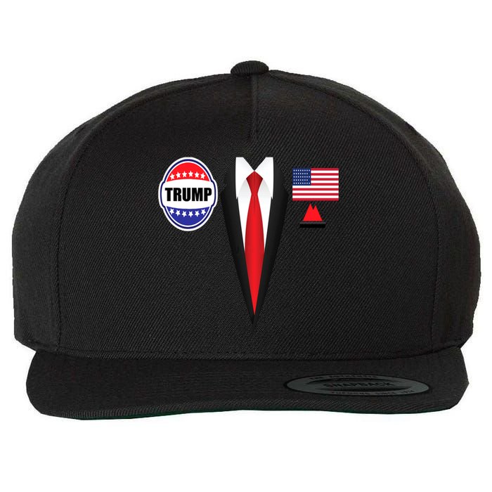 President Trump Shirt Suit Halloween Lazy Costume Flag Wool Snapback Cap