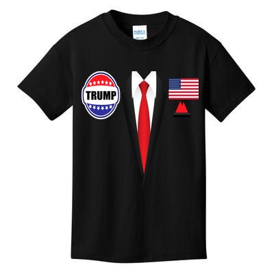 President Trump Shirt Suit Halloween Lazy Costume Flag Kids T-Shirt