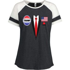 President Trump Shirt Suit Halloween Lazy Costume Flag Enza Ladies Jersey Colorblock Tee