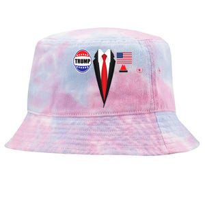 President Trump Shirt Suit Halloween Lazy Costume Flag Tie-Dyed Bucket Hat