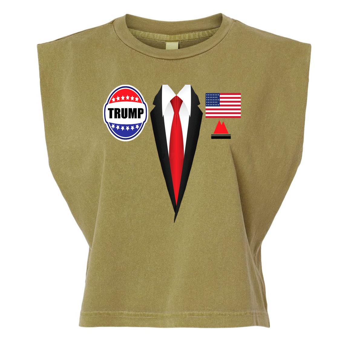 President Trump Shirt Suit Halloween Lazy Costume Flag Garment-Dyed Women's Muscle Tee