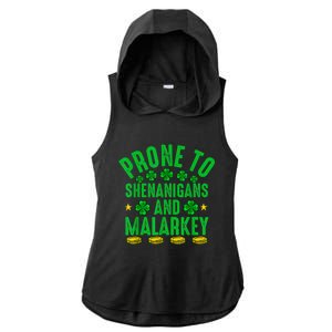 Prone To Shenanigans And Malarkey St Patricks Day Men Ladies PosiCharge Tri-Blend Wicking Draft Hoodie Tank