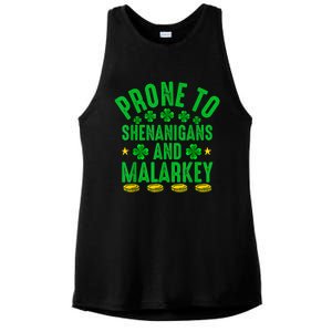 Prone To Shenanigans And Malarkey St Patricks Day Men Ladies PosiCharge Tri-Blend Wicking Tank