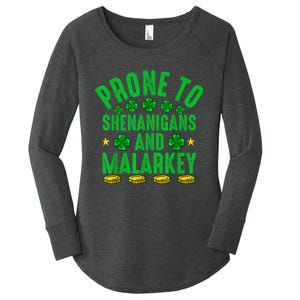 Prone To Shenanigans And Malarkey St Patricks Day Men Women's Perfect Tri Tunic Long Sleeve Shirt