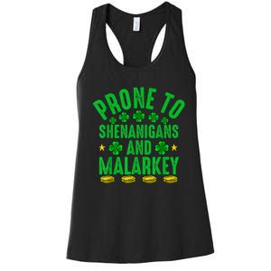 Prone To Shenanigans And Malarkey St Patricks Day Men Women's Racerback Tank