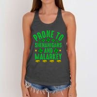 Prone To Shenanigans And Malarkey St Patricks Day Men Women's Knotted Racerback Tank