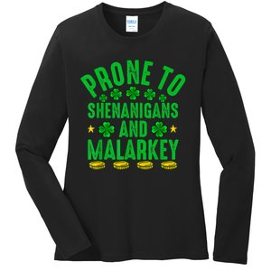 Prone To Shenanigans And Malarkey St Patricks Day Men Ladies Long Sleeve Shirt