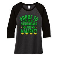 Prone To Shenanigans And Malarkey St Patricks Day Men Women's Tri-Blend 3/4-Sleeve Raglan Shirt