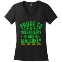 Prone To Shenanigans And Malarkey St Patricks Day Men Women's V-Neck T-Shirt