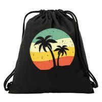 Palm Tree Summer Retro Sunshine Summer Vacation Drawstring Bag