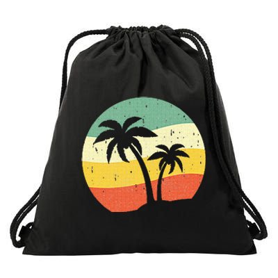 Palm Tree Summer Retro Sunshine Summer Vacation Drawstring Bag