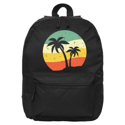 Palm Tree Summer Retro Sunshine Summer Vacation 16 in Basic Backpack