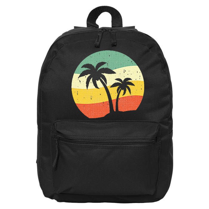 Palm Tree Summer Retro Sunshine Summer Vacation 16 in Basic Backpack