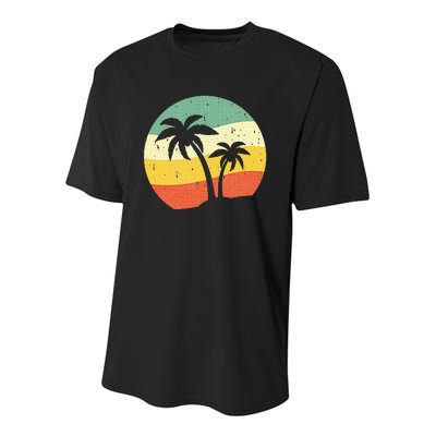 Palm Tree Summer Retro Sunshine Summer Vacation Youth Performance Sprint T-Shirt