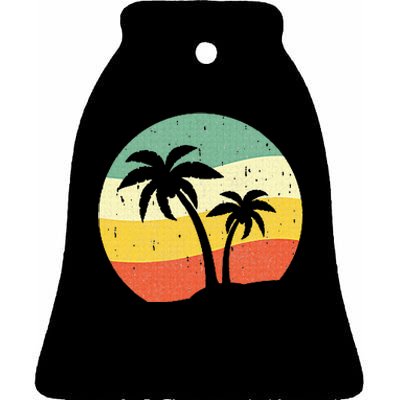 Palm Tree Summer Retro Sunshine Summer Vacation Ceramic Bell Ornament