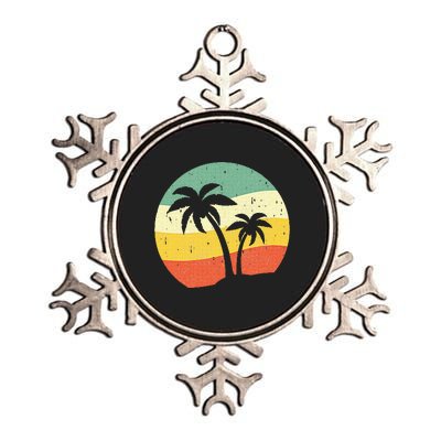 Palm Tree Summer Retro Sunshine Summer Vacation Metallic Star Ornament