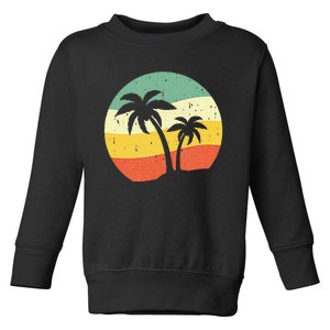 Palm Tree Summer Retro Sunshine Summer Vacation Toddler Sweatshirt