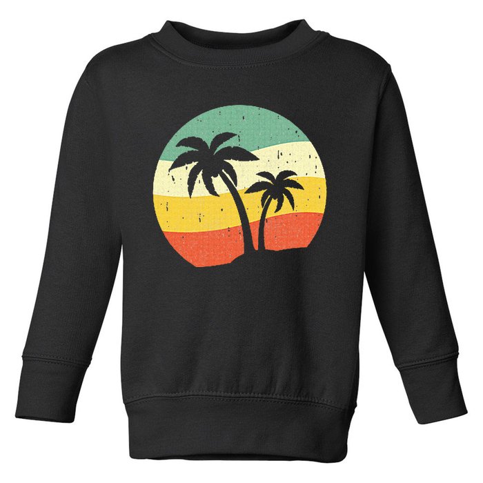 Palm Tree Summer Retro Sunshine Summer Vacation Toddler Sweatshirt